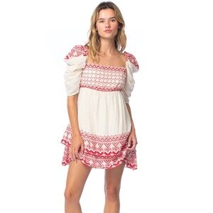 Mahila x Tolani Leisel Ruby Dress Womens Large Mini Boho Long Sleeve